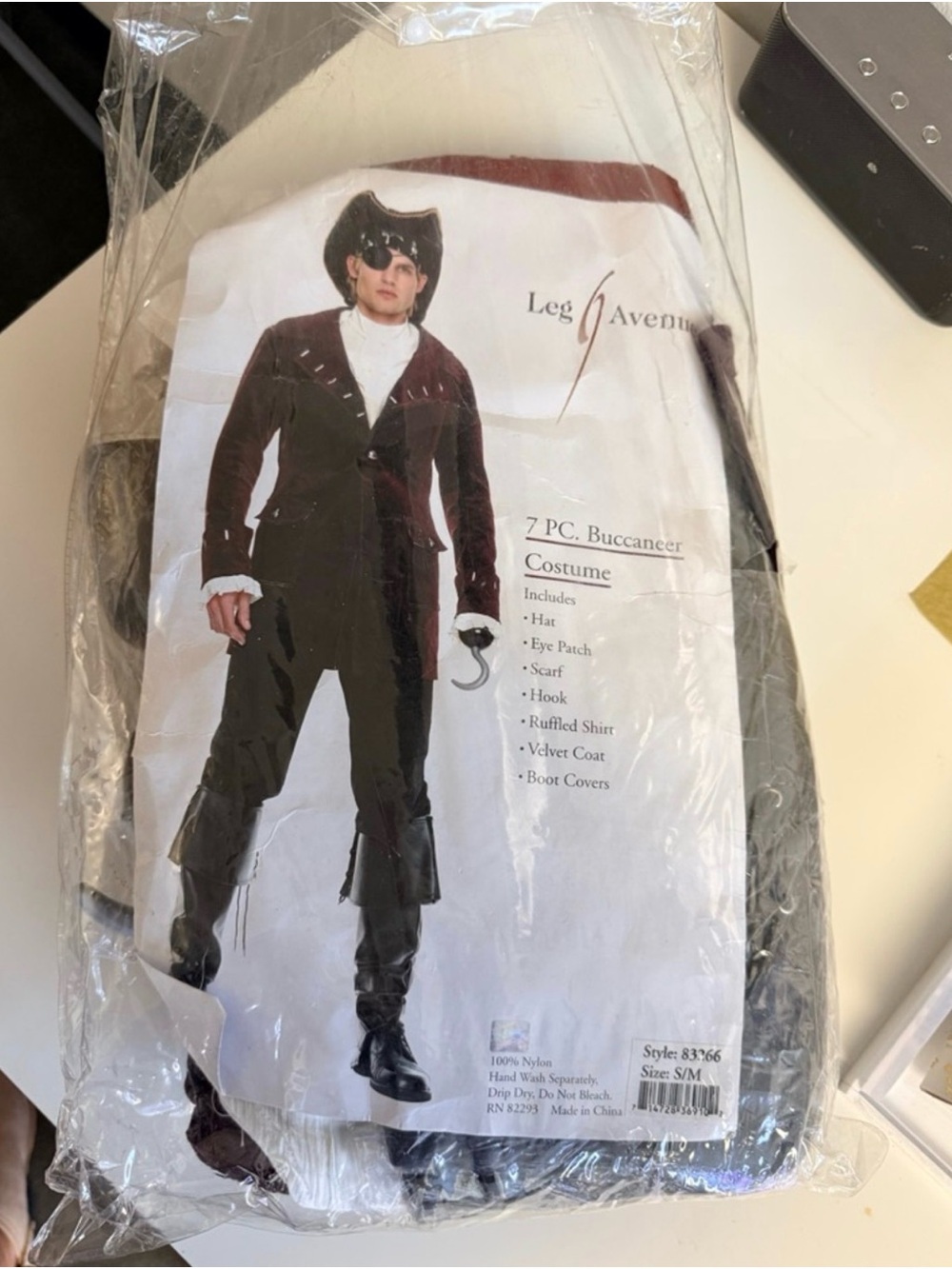 Leg Avenue Kids Buccaneer Pirate Costume - Black/Burgundy Sz sm/ med adult 7 pie